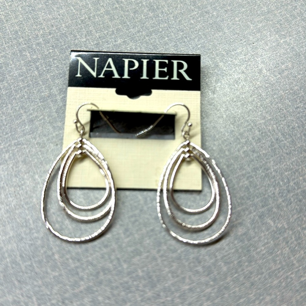 NWT Napier sterling silver three teardrop earrings